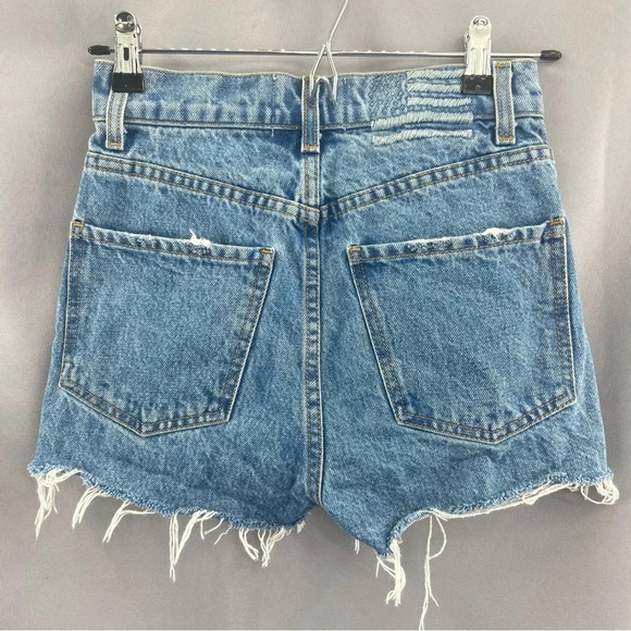 Revice Denim Jean Shorts Sz 24 Distressed Button Fly High Waist - Picture 5 of 11